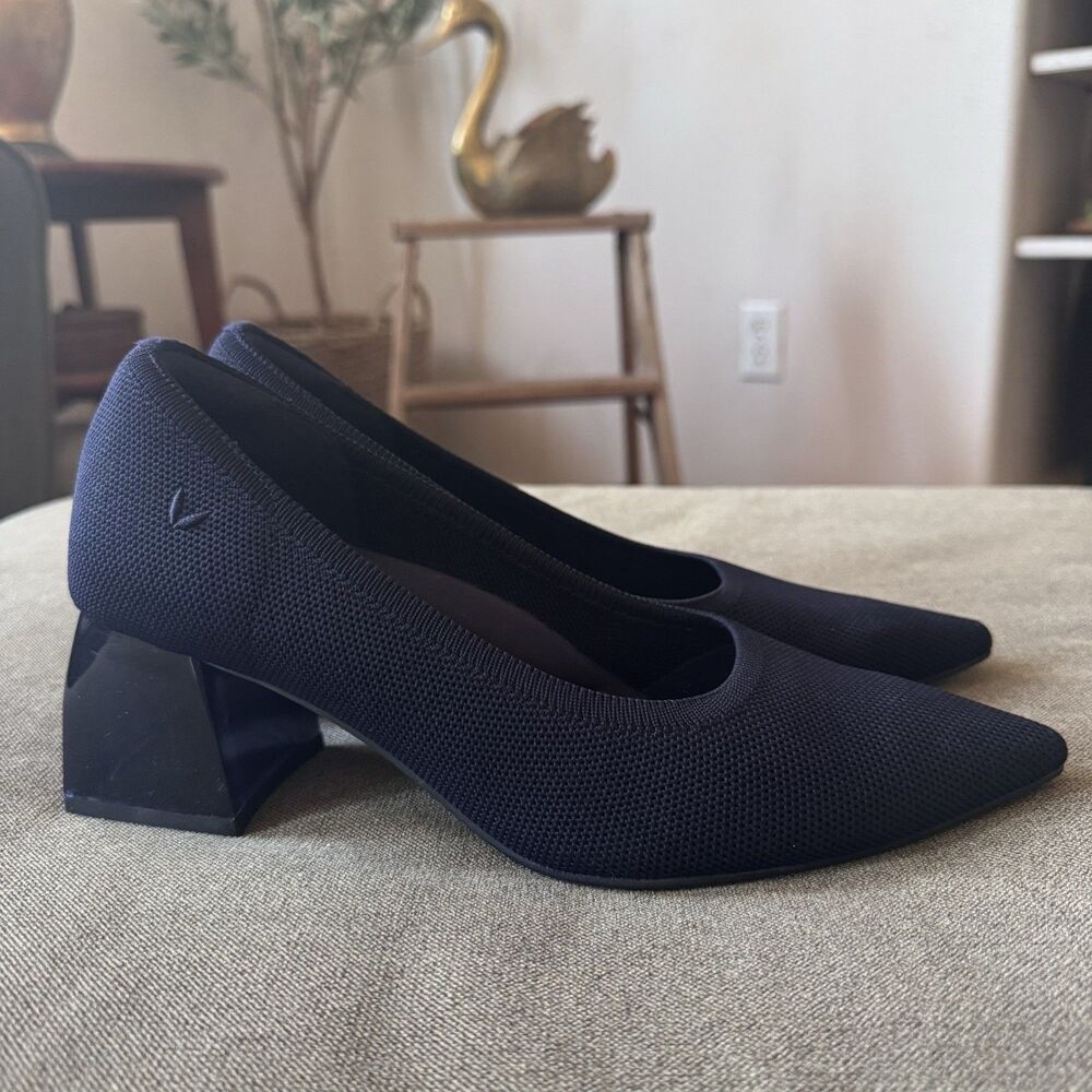 Vivaia Heels Womens Size EU 37.5 Blue Aria Block Heel Pointed Toe Knit Shoes - Picture 3 of 8